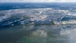 An aerial image shows recent water levels at the Lake Apopka North Shore