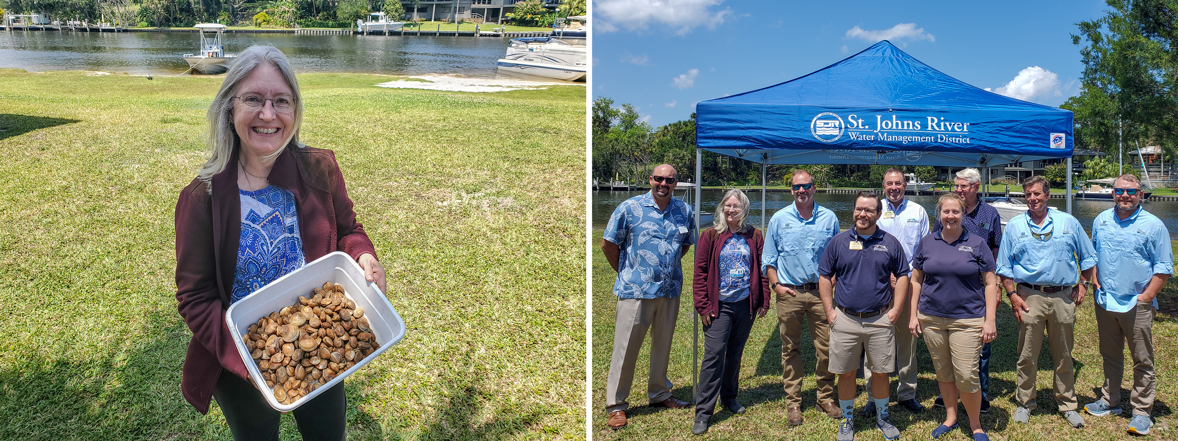 Dr. Ann Shortelle displays a tub of clams