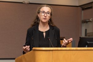 Deirdre Irwin giving a speech