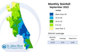 Map and table showing rainfall in April 2022