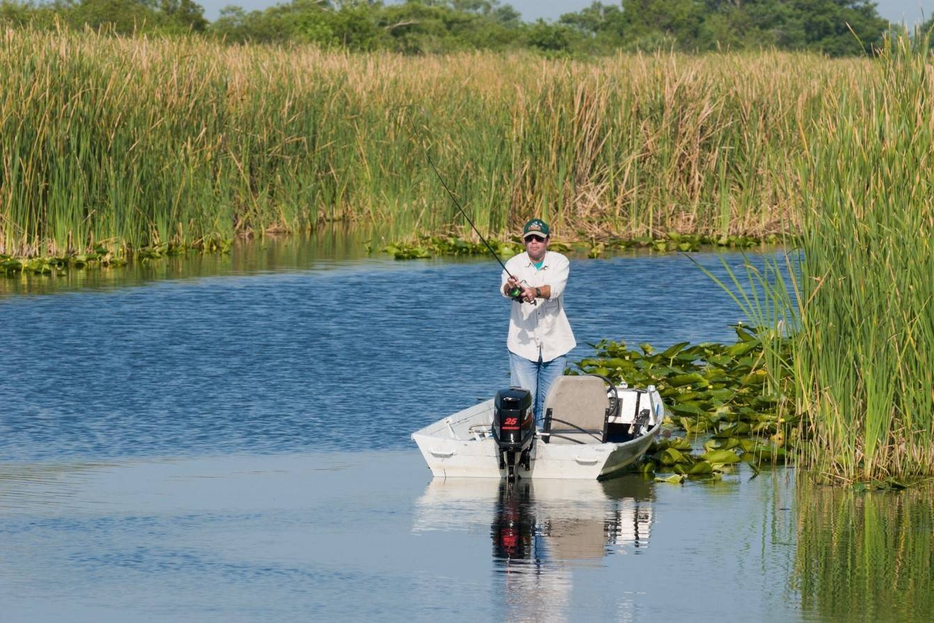 Man fishing from a boat