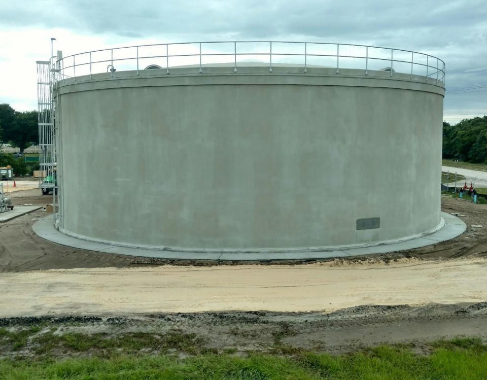 Large newly constructed water storage tank