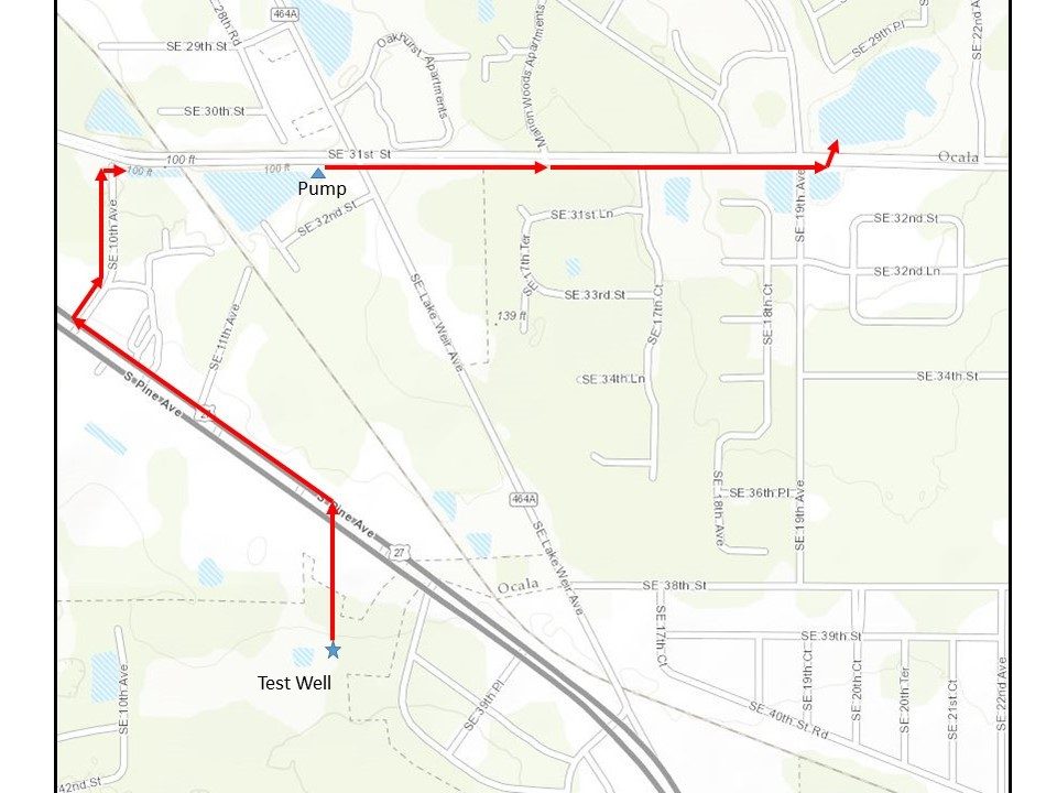 Map of a test well site