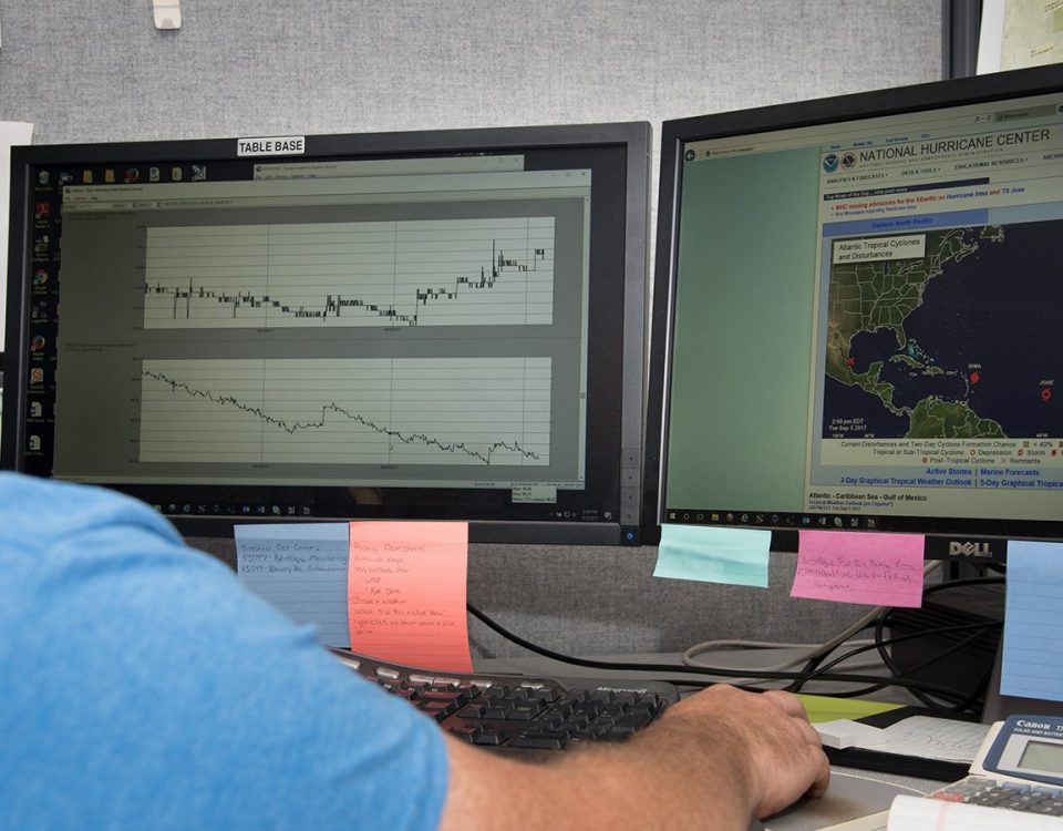 District staff monitoring water levels on a computer