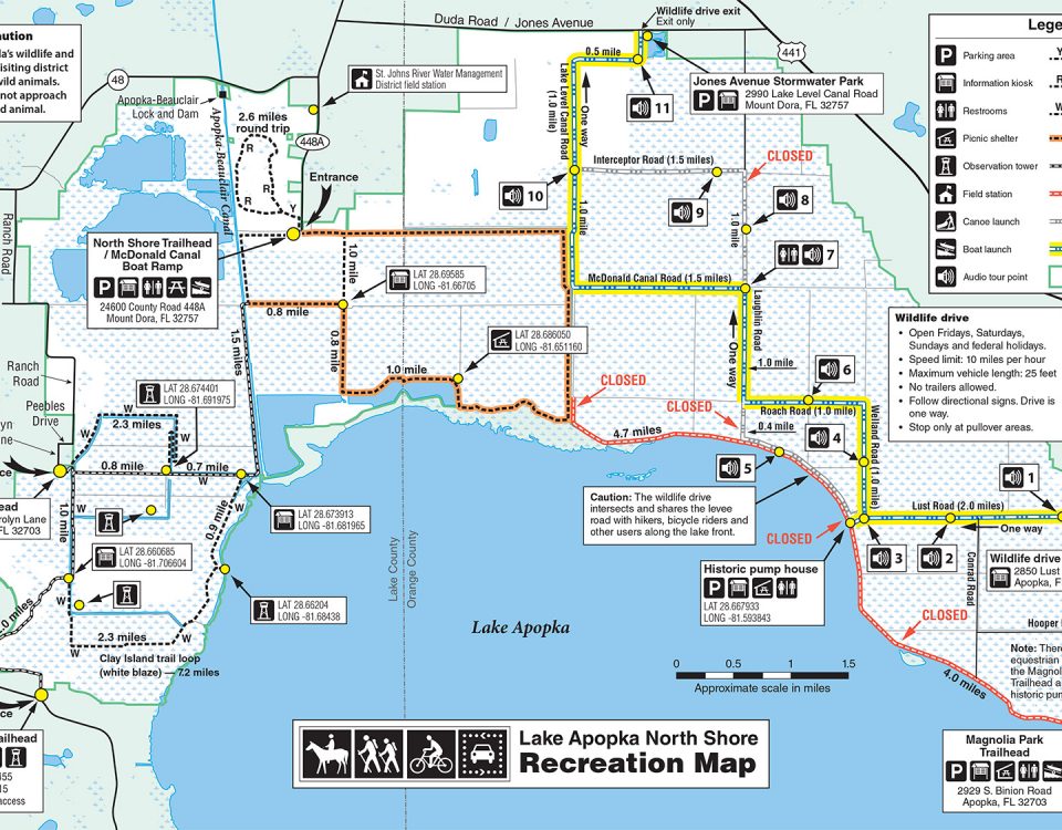 Map of trails closed at Lake Apopka North Shore