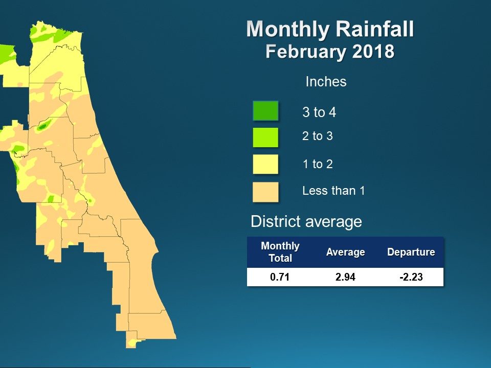 Map of monthly rainfall for February 2018