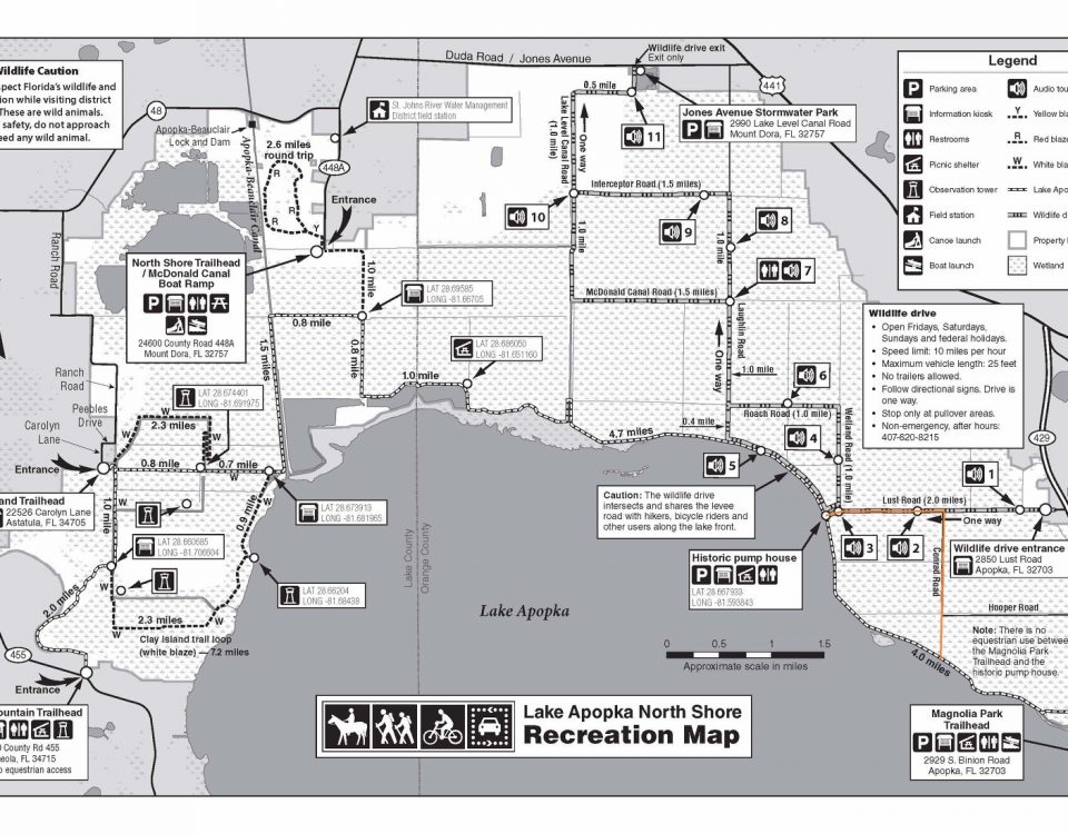 Lake Apopka North Shore map with trail detour indicated