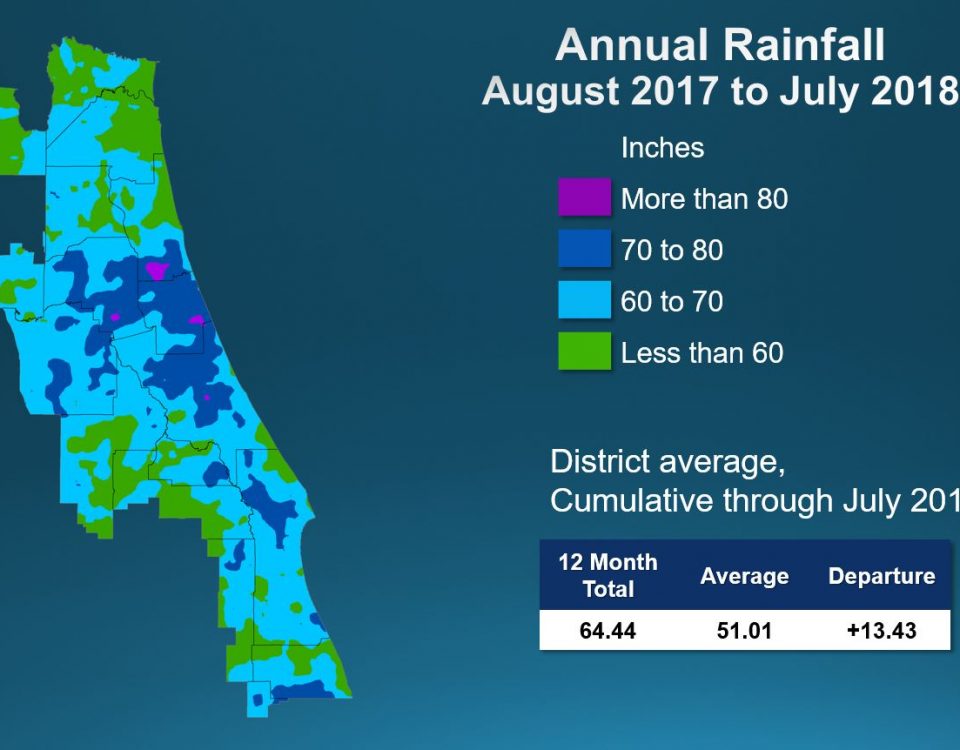 Map of annual rainfall from August 2017 to July 2018