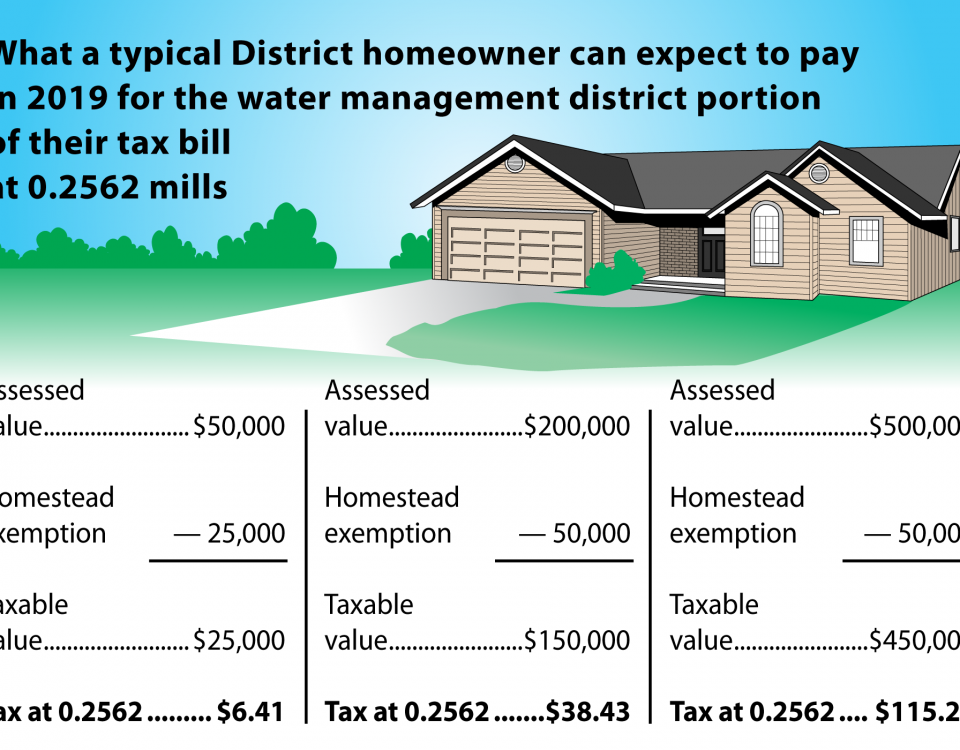 What a typical District homeowner can expect to pay in 2019 for their water management district portion of their tax bill at 0.2562 mills