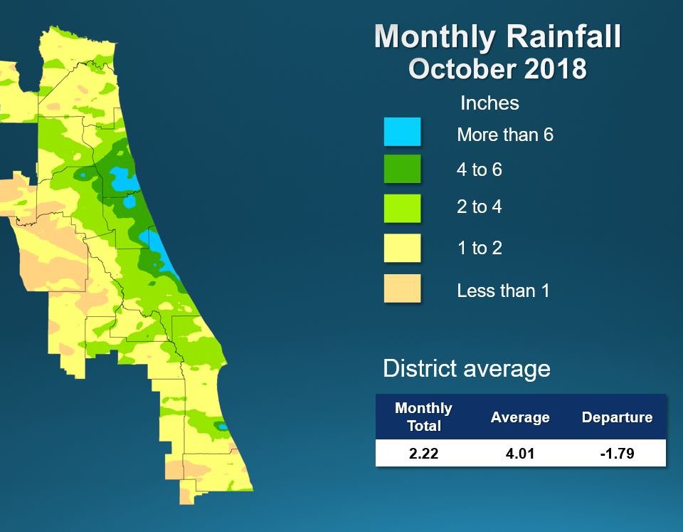 Map of monthly rainfall for October 2018