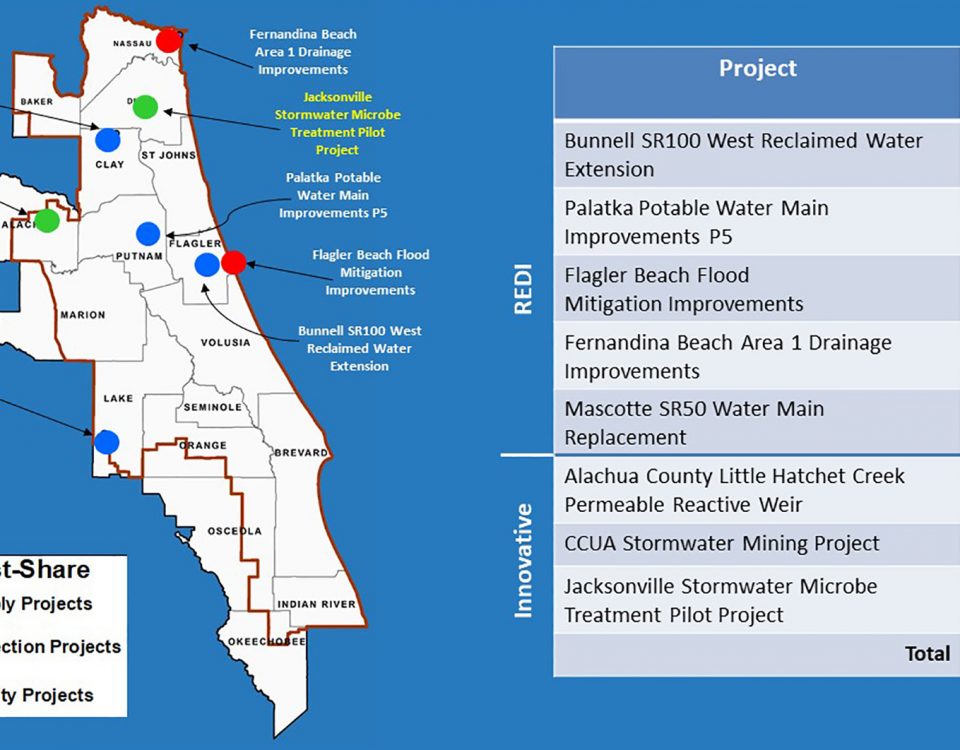 PowerPoint slide with map of FY 2019 cost-share projects