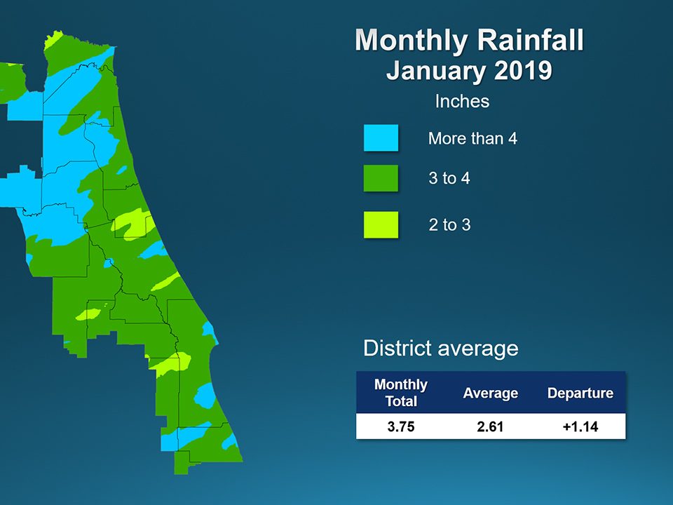 Map of monthly rainfall for January 2019