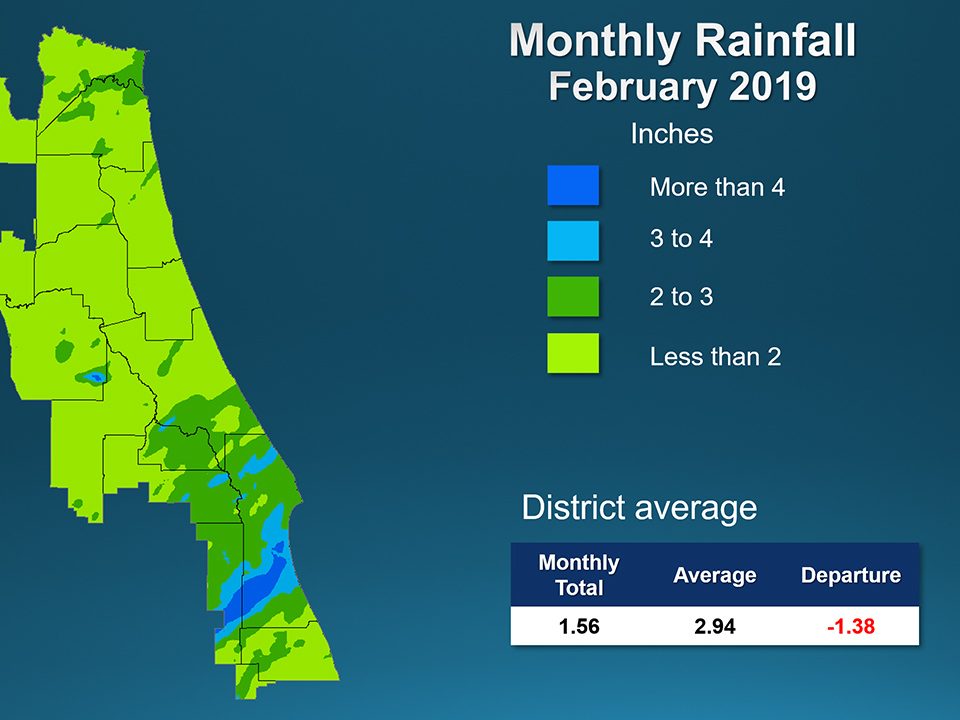 Map of monthly rainfall for February 2019