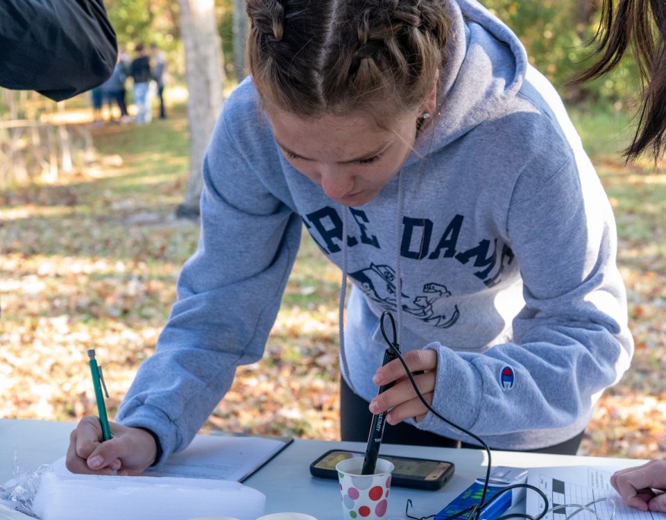 students studies water quality sampling