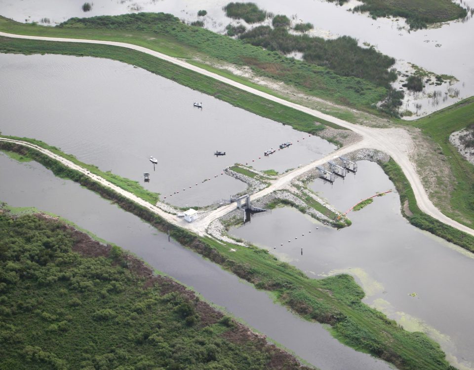 Aerial view of the structure in the Upper St. Johns River Basin