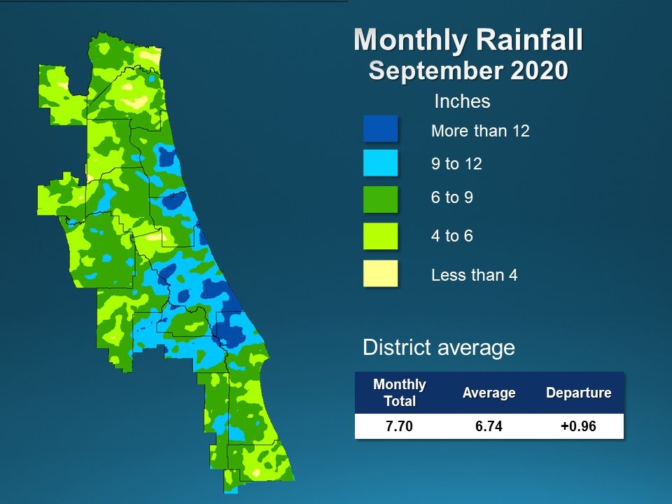 A map illustrates rainfall conditions in August