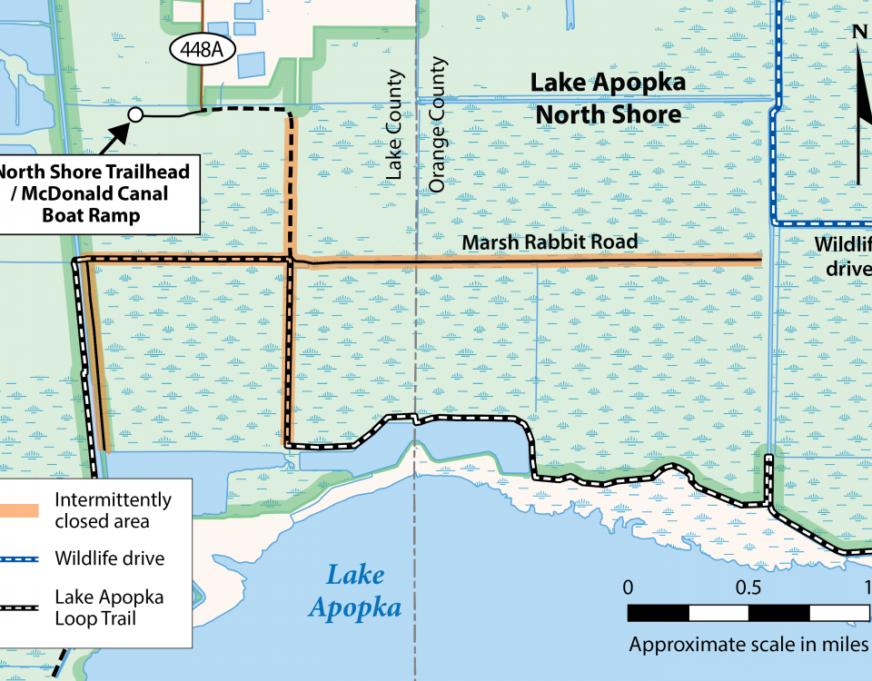 map of Marsh Rabbit and North-South roads in North Lake Apopka