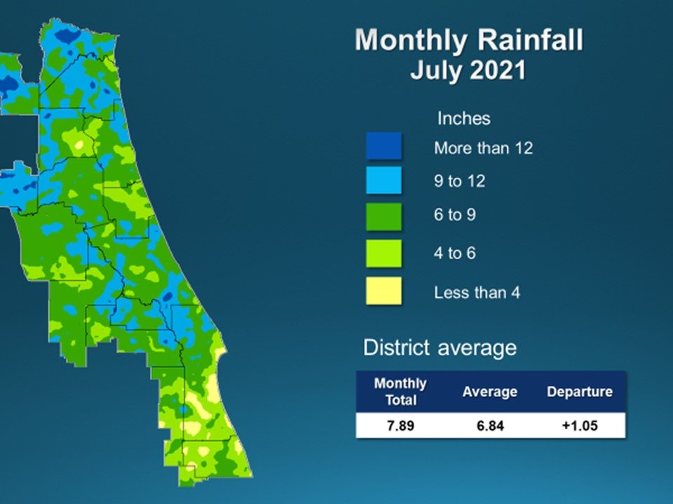 An illustrated map of rainfall