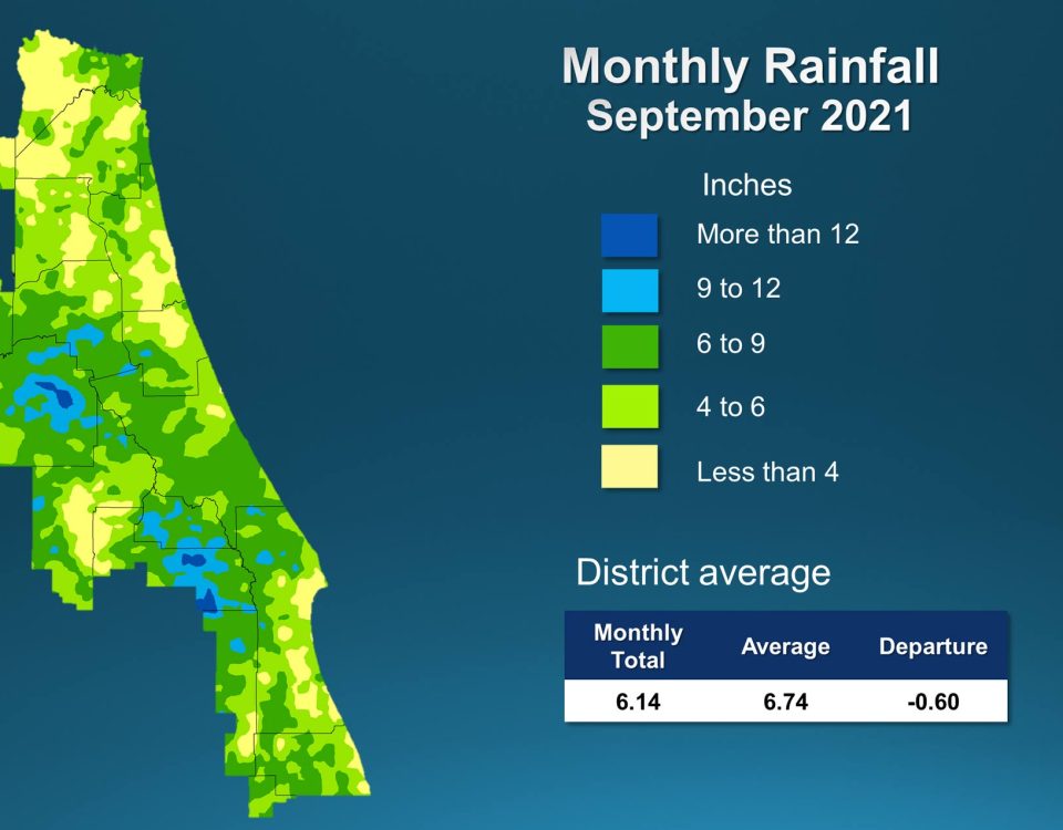 Map and table showing rainfall in August 2021