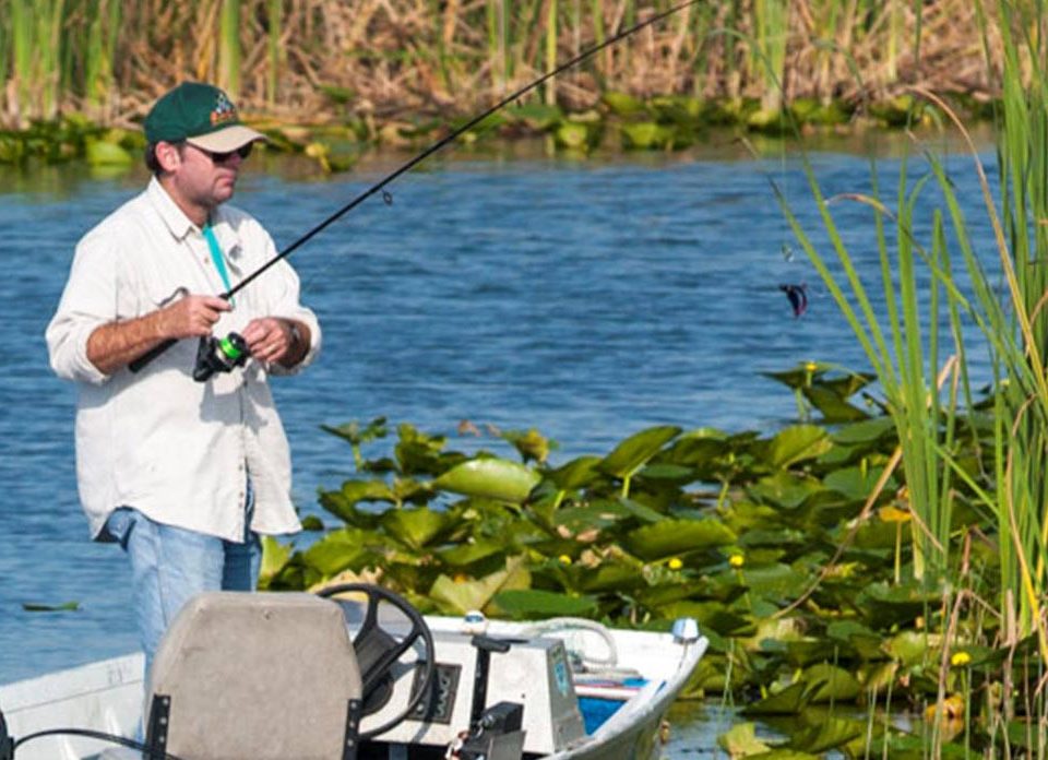 Man fishing from a boat