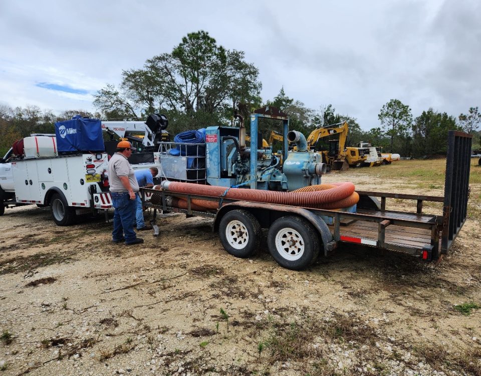 Members of the District’s Pump Strike Team staged three six-inch pumps in Flagler County to help alleviate flooding in the area.