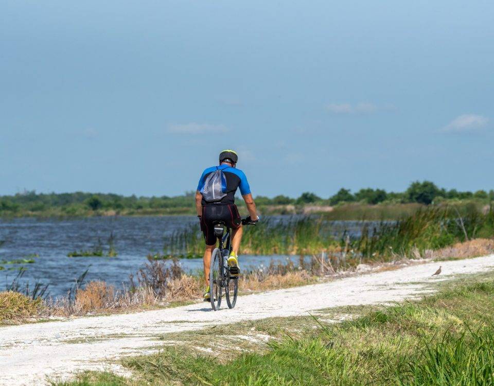 Man riding a bicycle on a trail